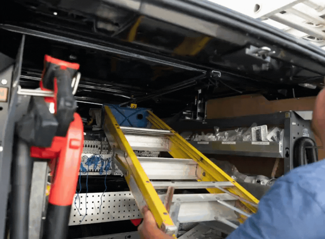 JET Rack being used to store a ladder
